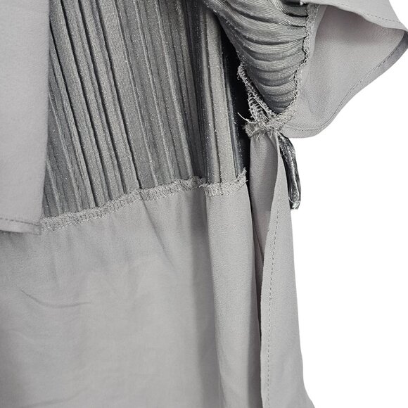 Shiny Pleated Dress Regency Core Party Glam Velvet Gray Origami by Vivien M - Picture 14 of 16